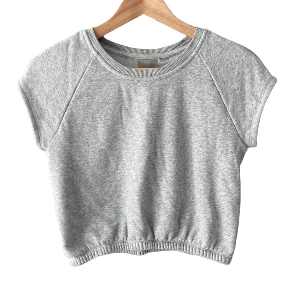 Zella Girl Get Set Short Sleeve Sweatshirt - Heather Gray - Large 10/12